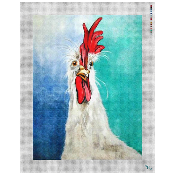 Chicken Surprise Needlepoint Kit Stitched Preview
