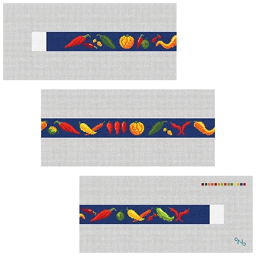 Chili Peppers Needlepoint Belt Kit Stitched Preview