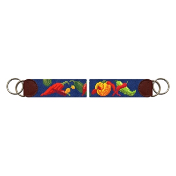 Chili Peppers Needlepoint Key Fob