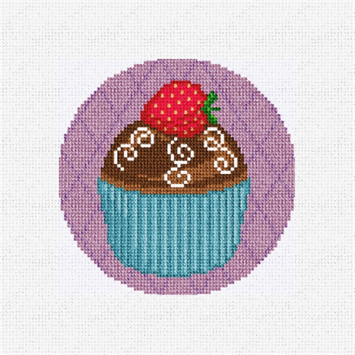 Chocolate Cupcake Needlepoint Coaster Ornament Kit