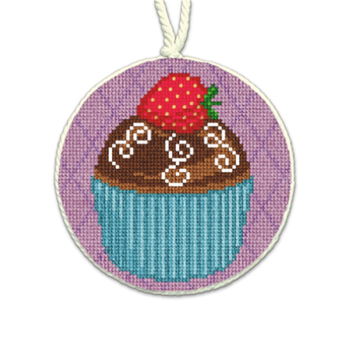 Chocolate Cupcake Needlepoint Ornament 