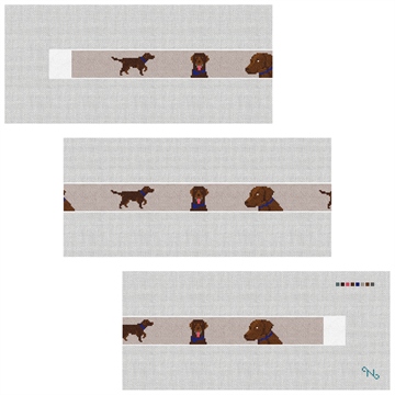Chocolate Lab Needlepoint Belt Kit Stitched Preview