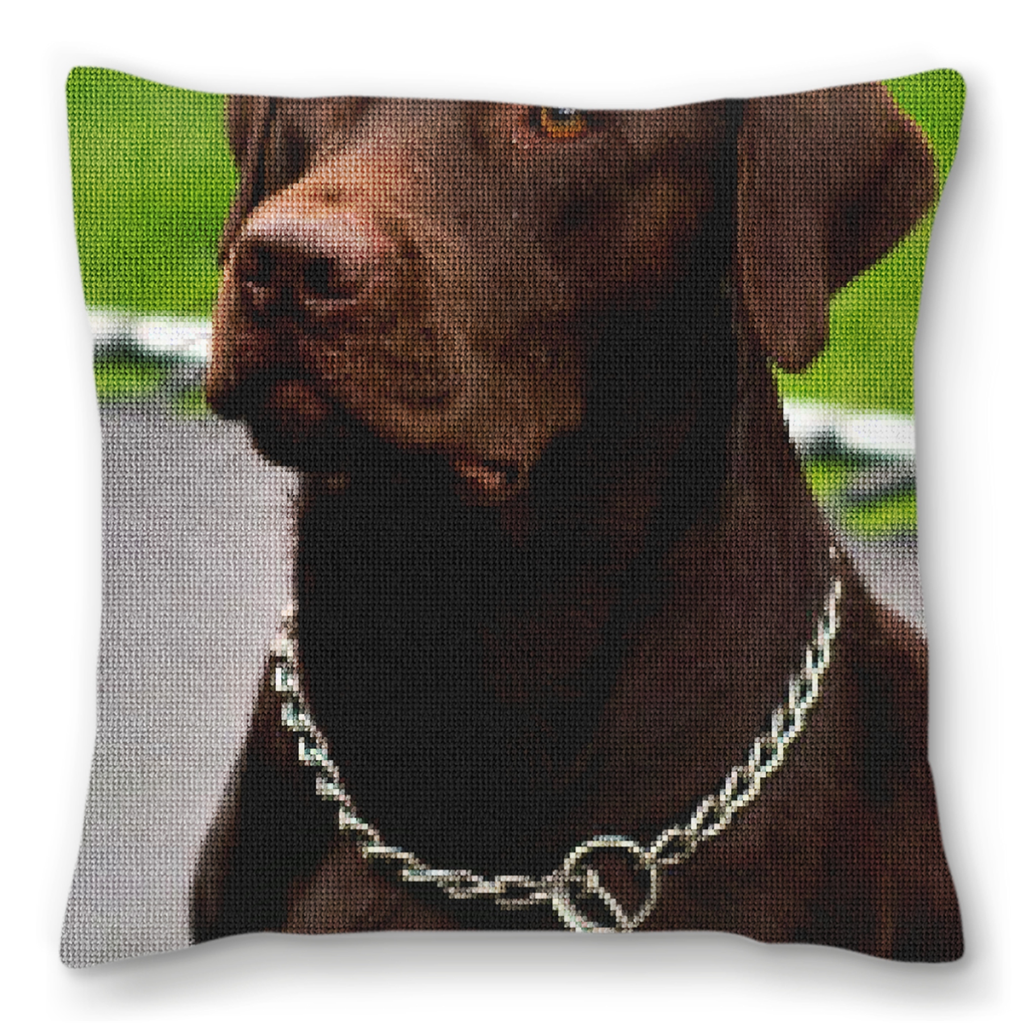 Chocolate Lab Needlepoint Customized Pillow