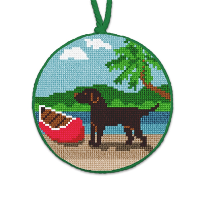 Chocolate Lab Needlepoint Ornament