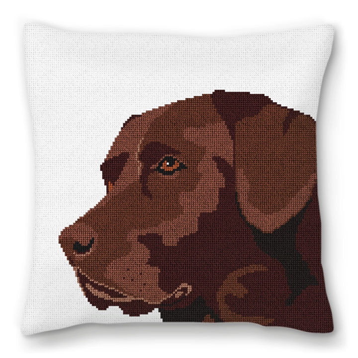Chocolate Lab Needlepoint Pillow