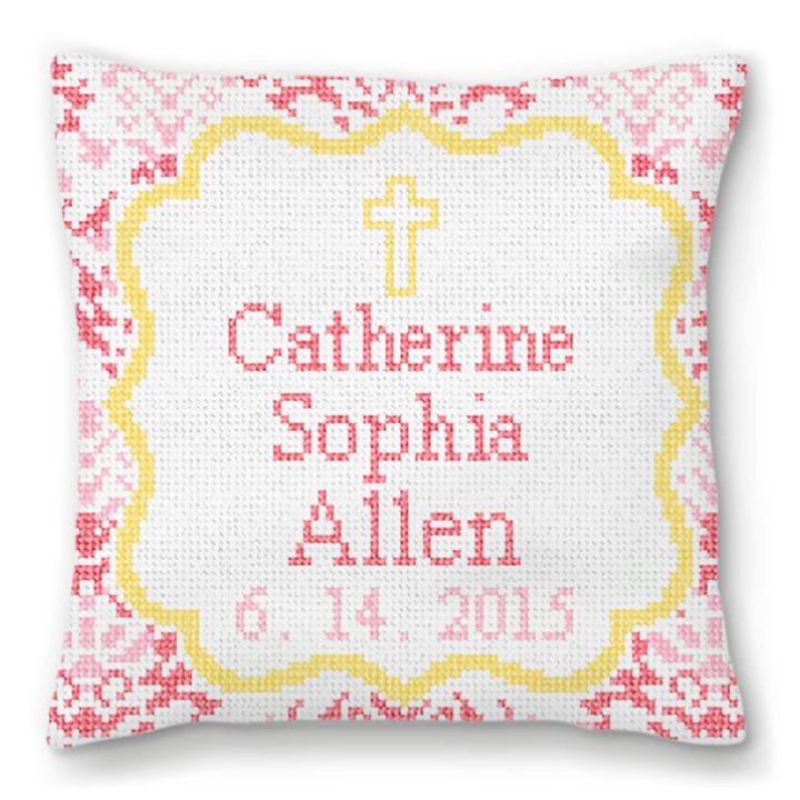 Christening Love Needlepoint Pillow