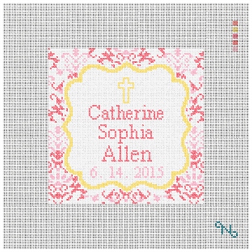 Christening Love Needlepoint Pillow Kit Stitched Preview