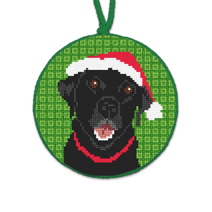 Christmas Black Lab Needlepoint Ornament