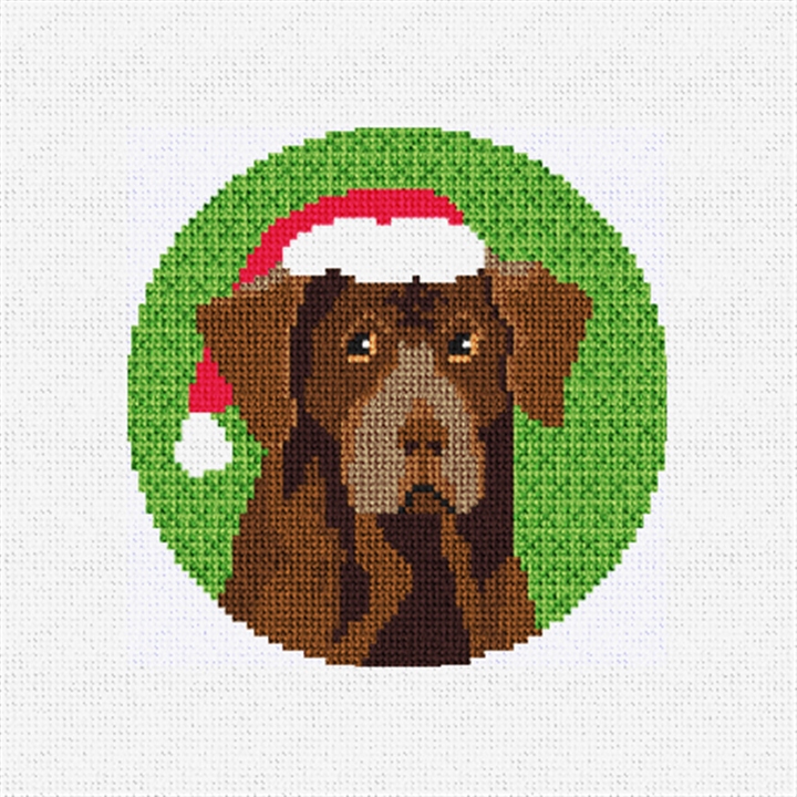 Christmas Brown Lab Needlepoint Ornament Kit