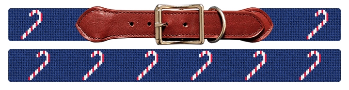 Christmas Candy Cane Needlepoint Dog Collar