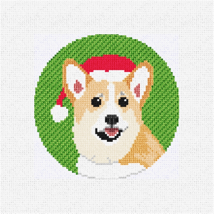 Christmas Corgi Needlepoint Ornament Kit