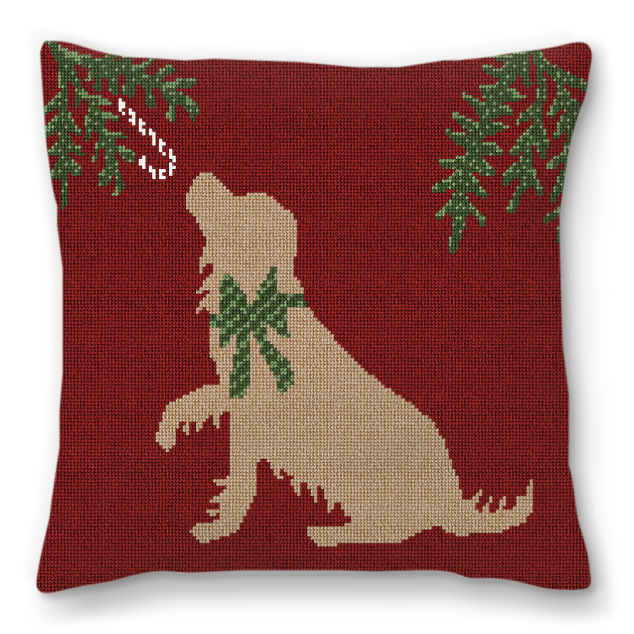 Christmas Dog Needlepoint Pillow