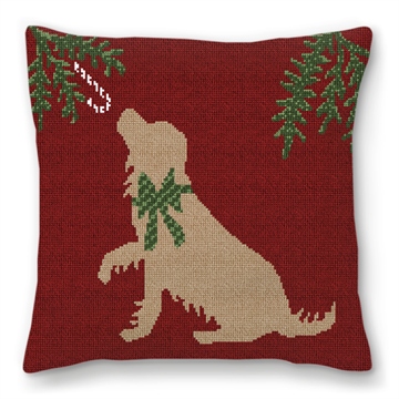 Christmas Dog Needlepoint Pillow