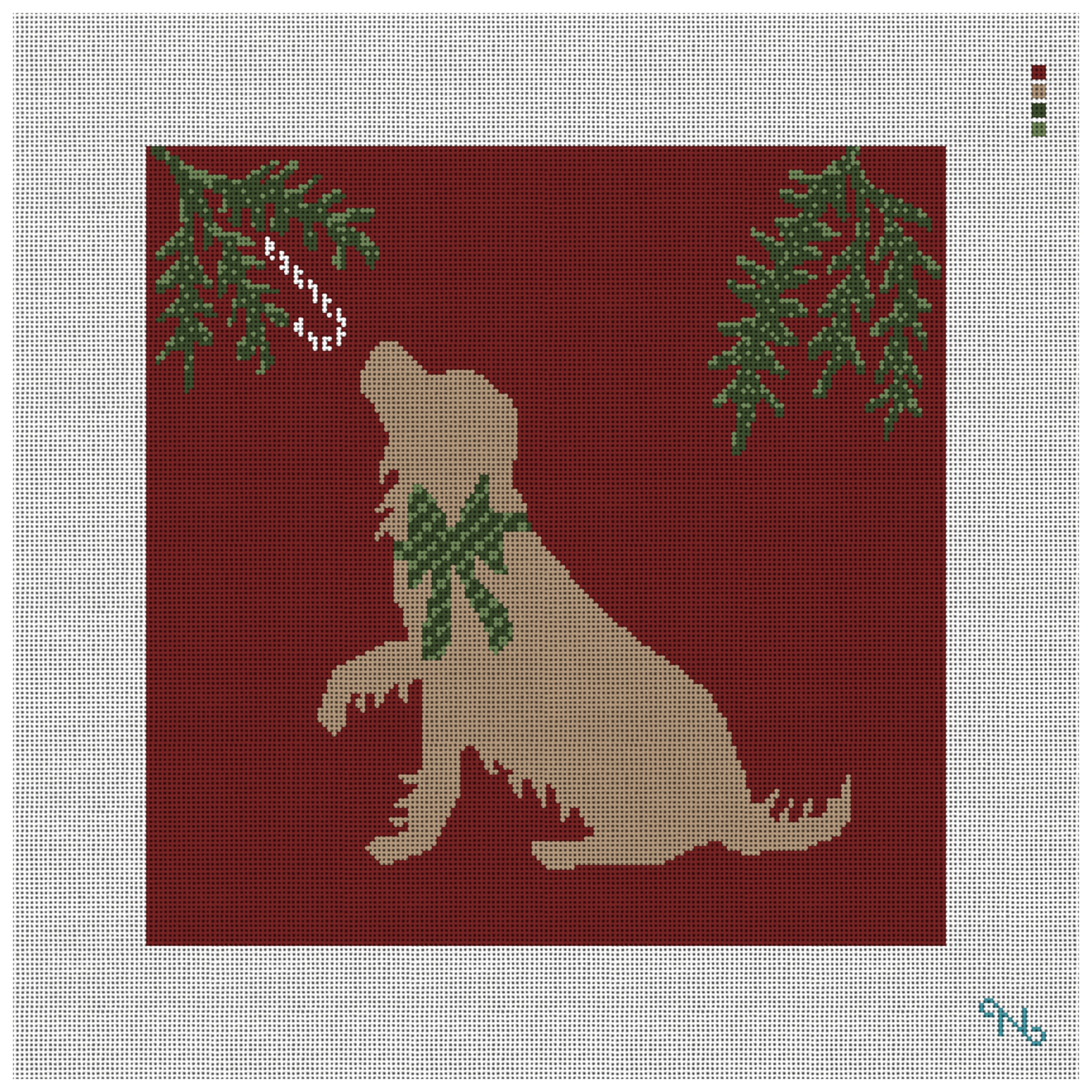 Christmas Dog Needlepoint Pillow Kit