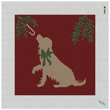 Christmas Dog Needlepoint Pillow Kit