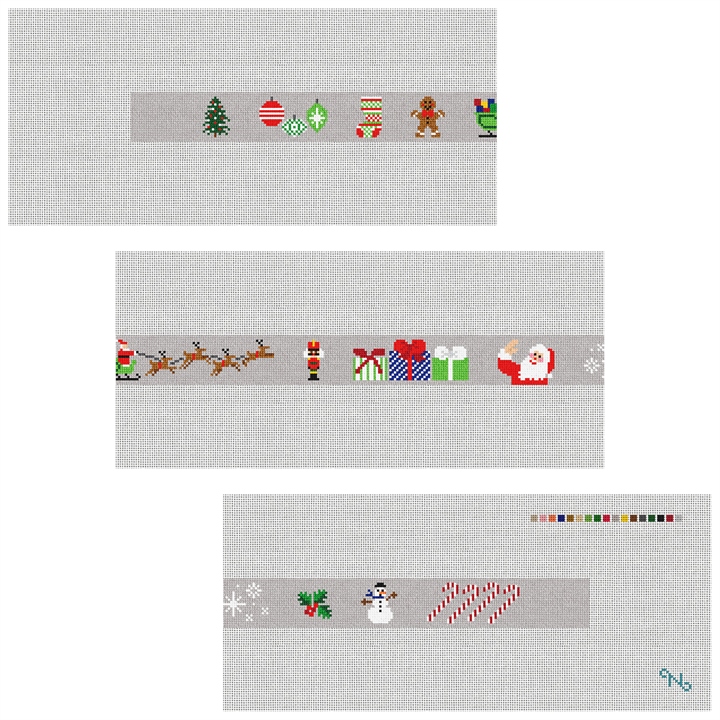 Christmas Needlepoint Belt Kit Stitched Preview