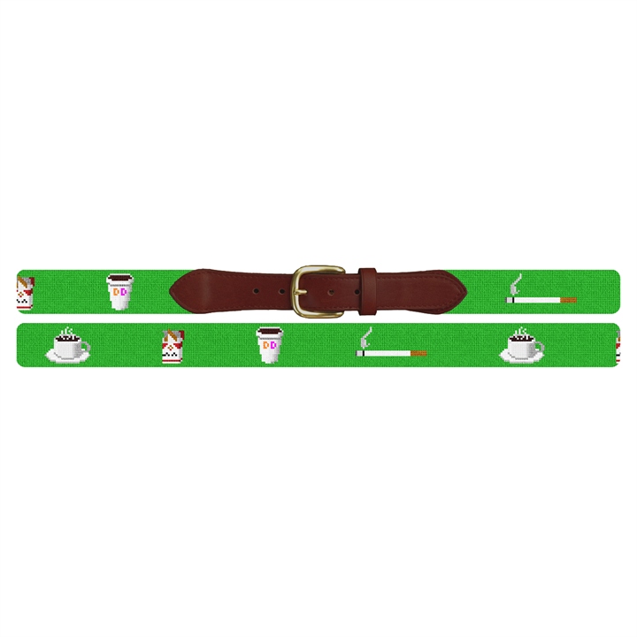 Cigarettes and Coffee Needlepoint Belt