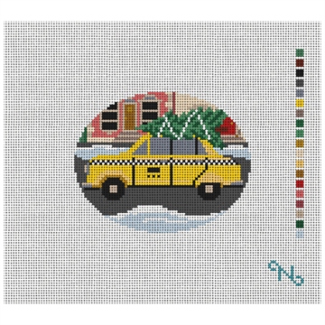 City Christmas Taxi Needlepoint Ornament Kit