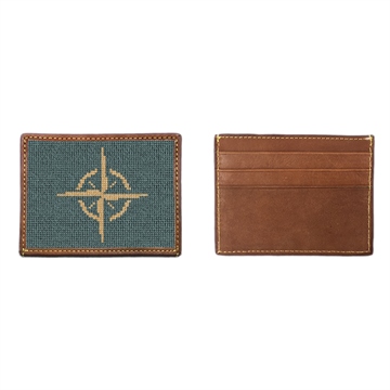 Classic Compass Needlepoint Card Wallet