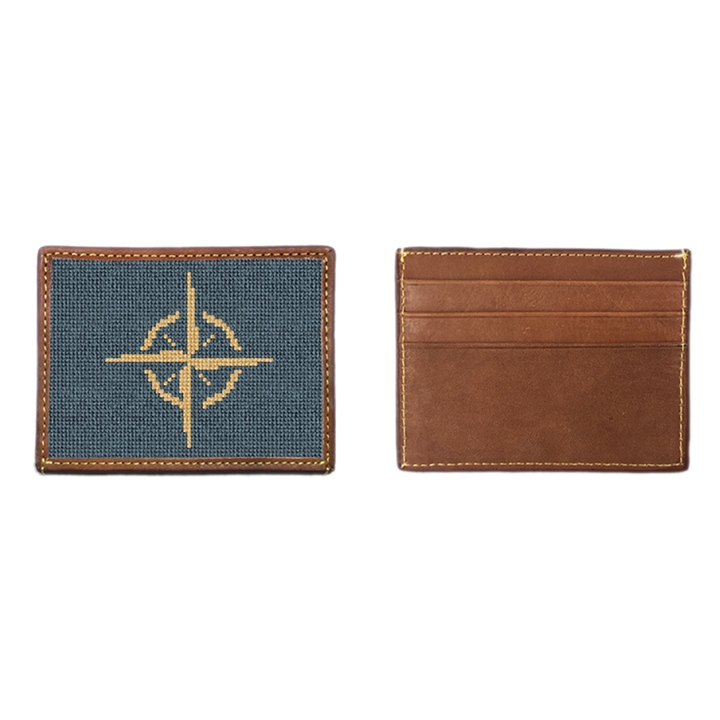 Classic Compass Needlepoint Card Wallet