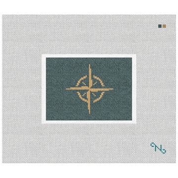 Classic Compass Needlepoint Card Wallet Kit Stitched Preview