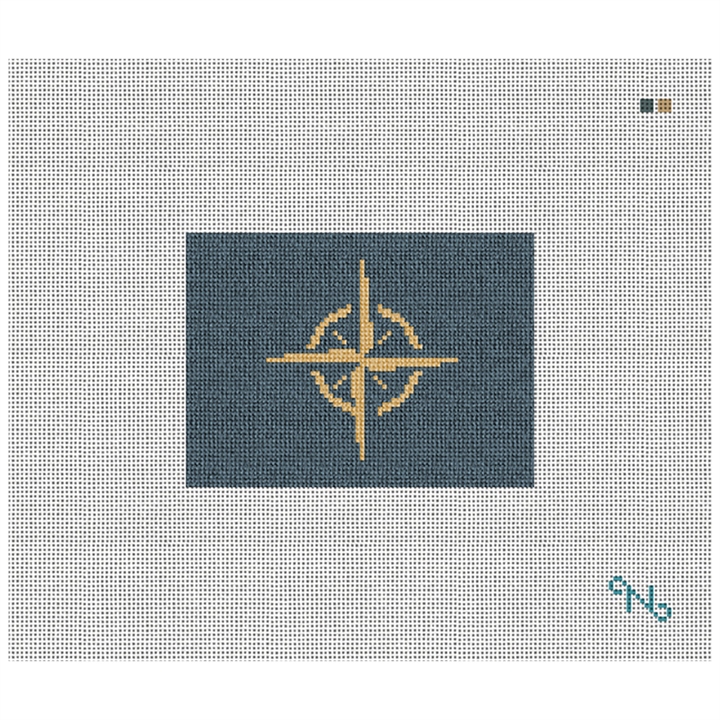 Classic Compass Needlepoint Card Wallet Kit Stitched Preview