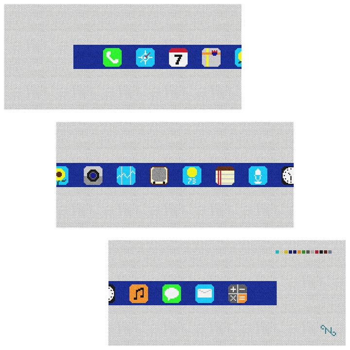 Classic Phone App Needlepoint Belt Kit Stitched Preview