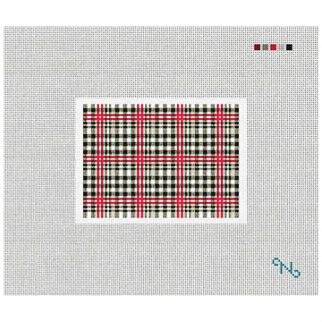 Classic Plaid Needlepoint Card Wallet Kit Stitched Preview