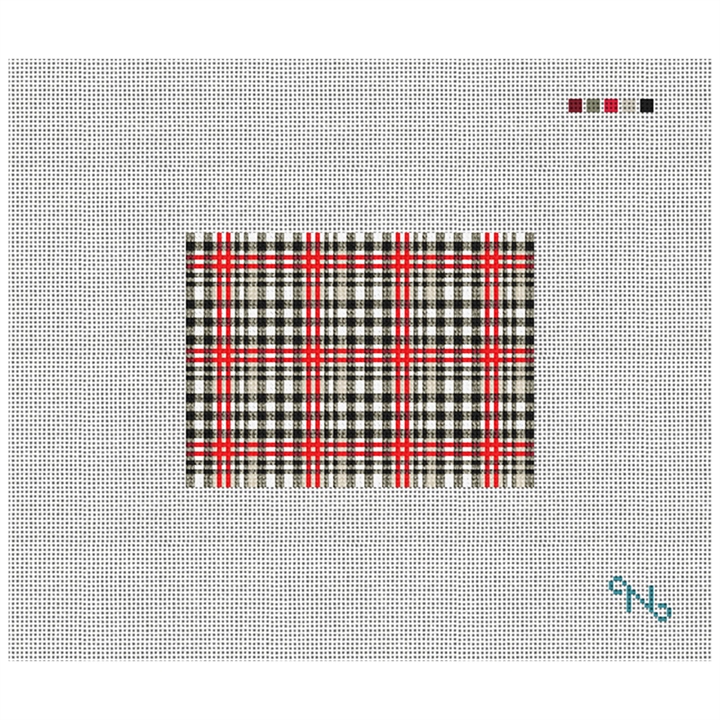 Classic Plaid Needlepoint Card Wallet Kit Stitched Preview