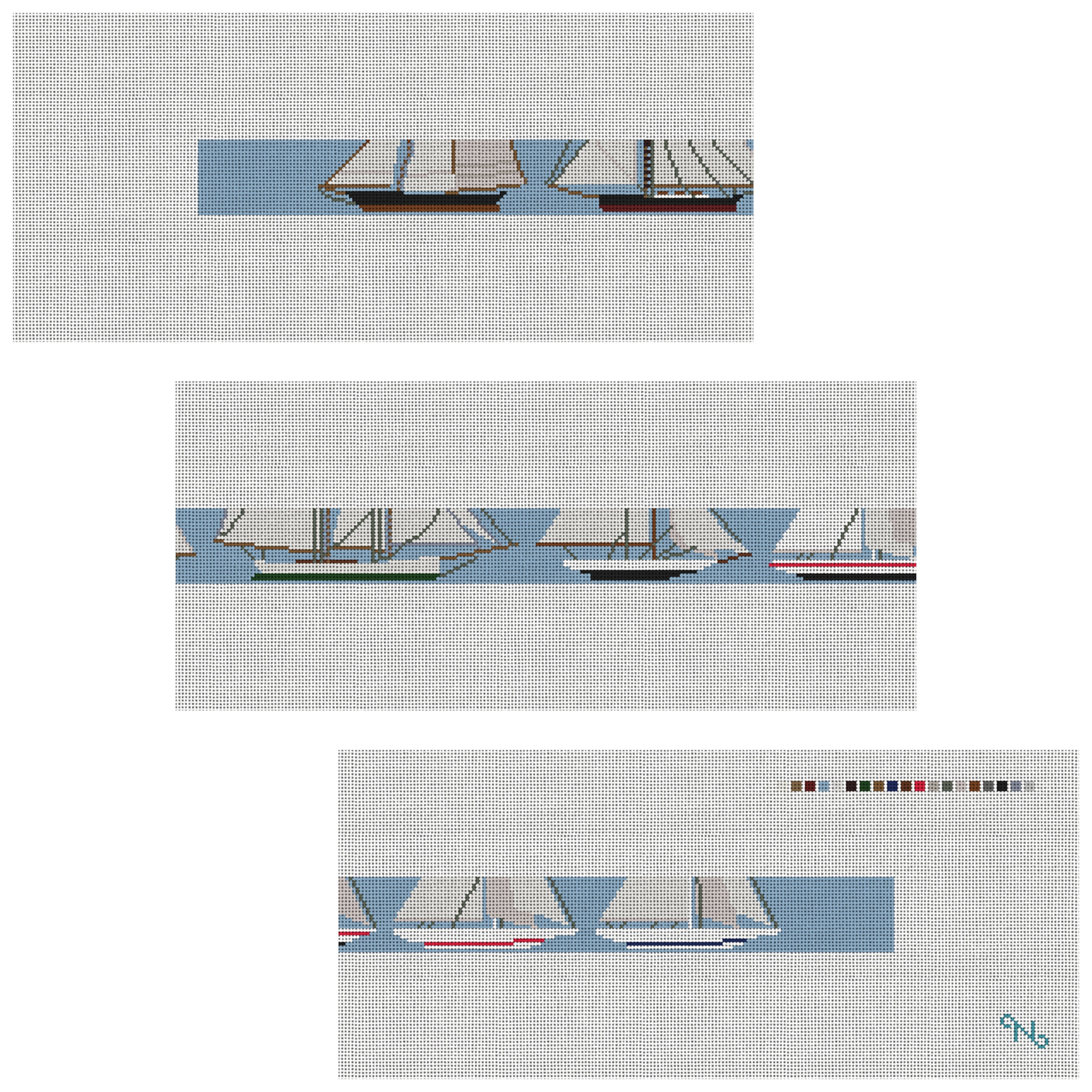 Classic Sailboat Racing Needlepoint Kit