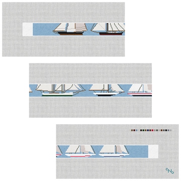 Classic Sailboat Racing Needlepoint Kit Stitched Preview