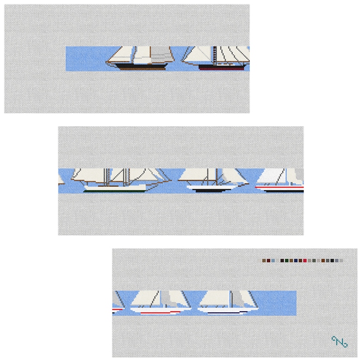 Classic Sailboat Racing Needlepoint Kit Stitched Preview