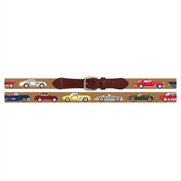 Classic Sports Cars Needlepoint Belt