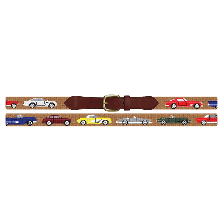 Classic Sports Cars Needlepoint Belt