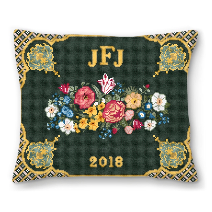 Classic Wedding Needlepoint Pillow
