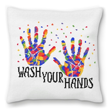 Clean Your Hands Needlepoint Pillow