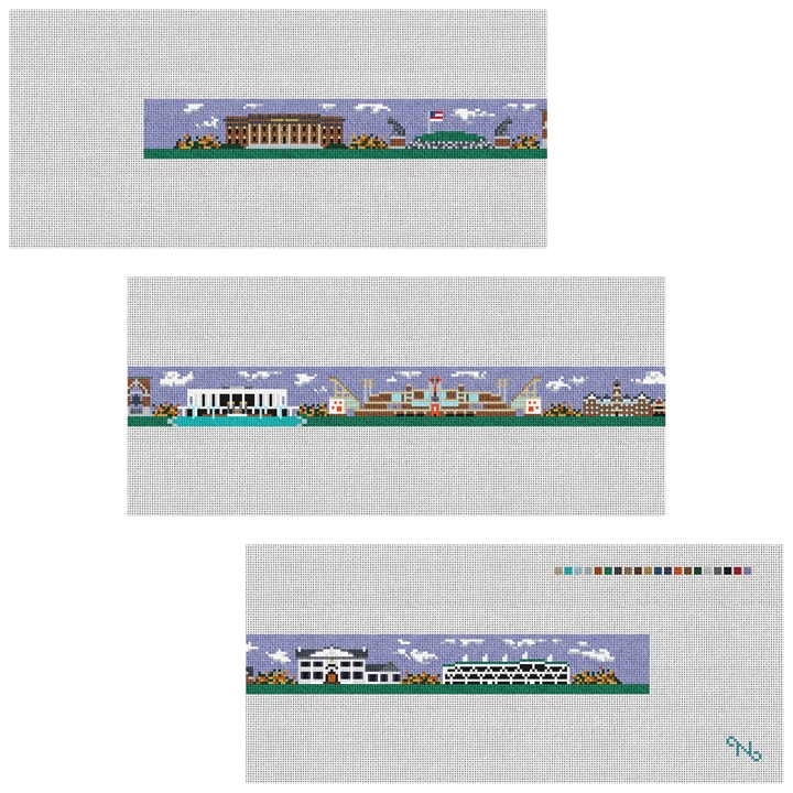 Clemson SC Landscape V2 Needlepoint Belt Kit Stitched Preview