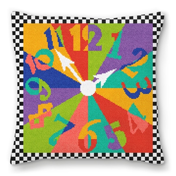 Clock Needlepoint Pillow