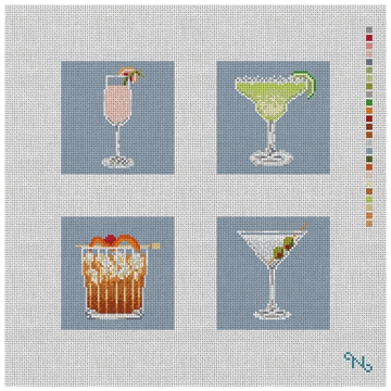 Cocktail Hour Needlepoint Coaster Ornament Set Kit
