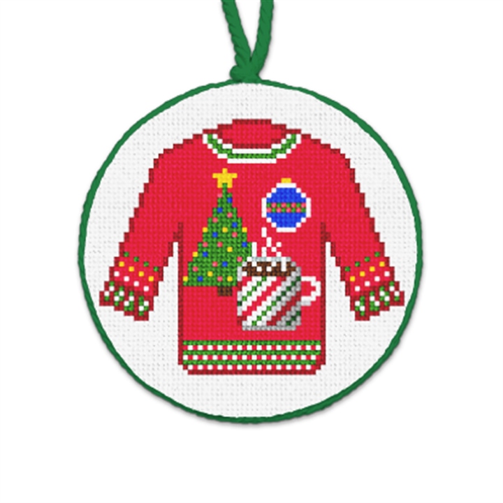 Cocoa Ugly Sweater Needlepoint Ornament