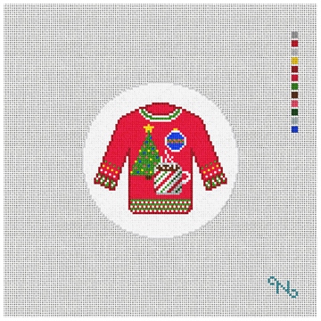 Cocoa Ugly Sweater Needlepoint Ornament Kit Stitched Preview