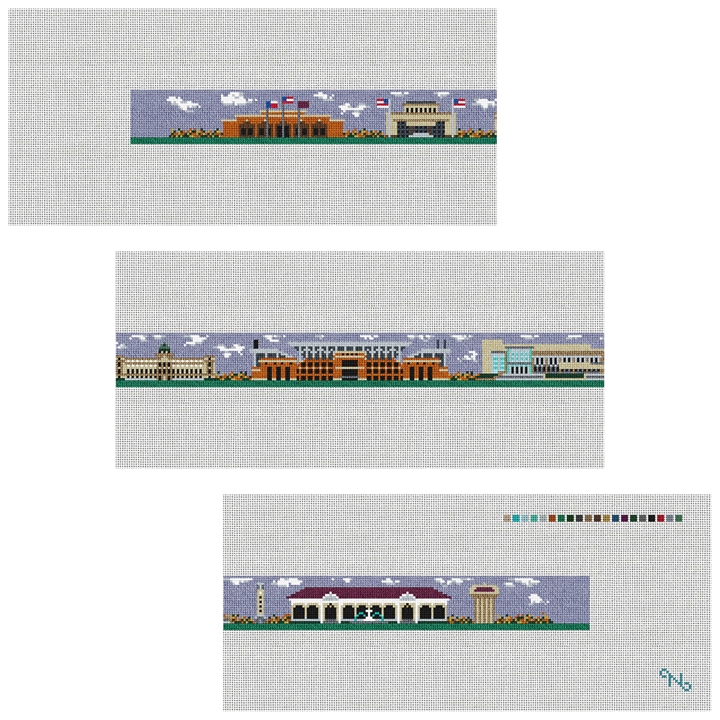 College Station Texas Needlepoint Belt Kit Stitched Preview