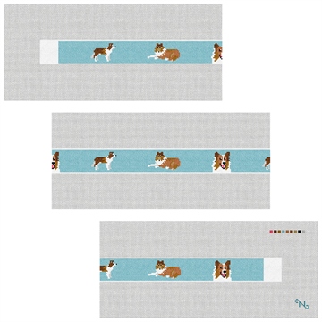 Collie Needlepoint Belt Kit Stitched Preview