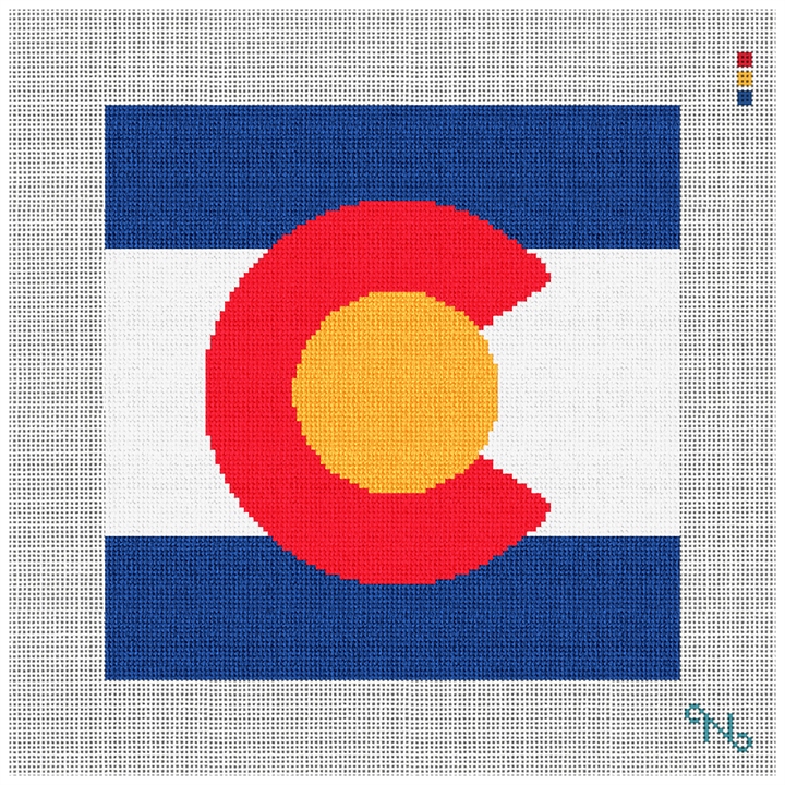 Colorado Needlepoint Pillow Kit Stitched Preview