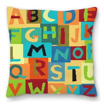 Colorful Alphabet Needlepoint Pillow