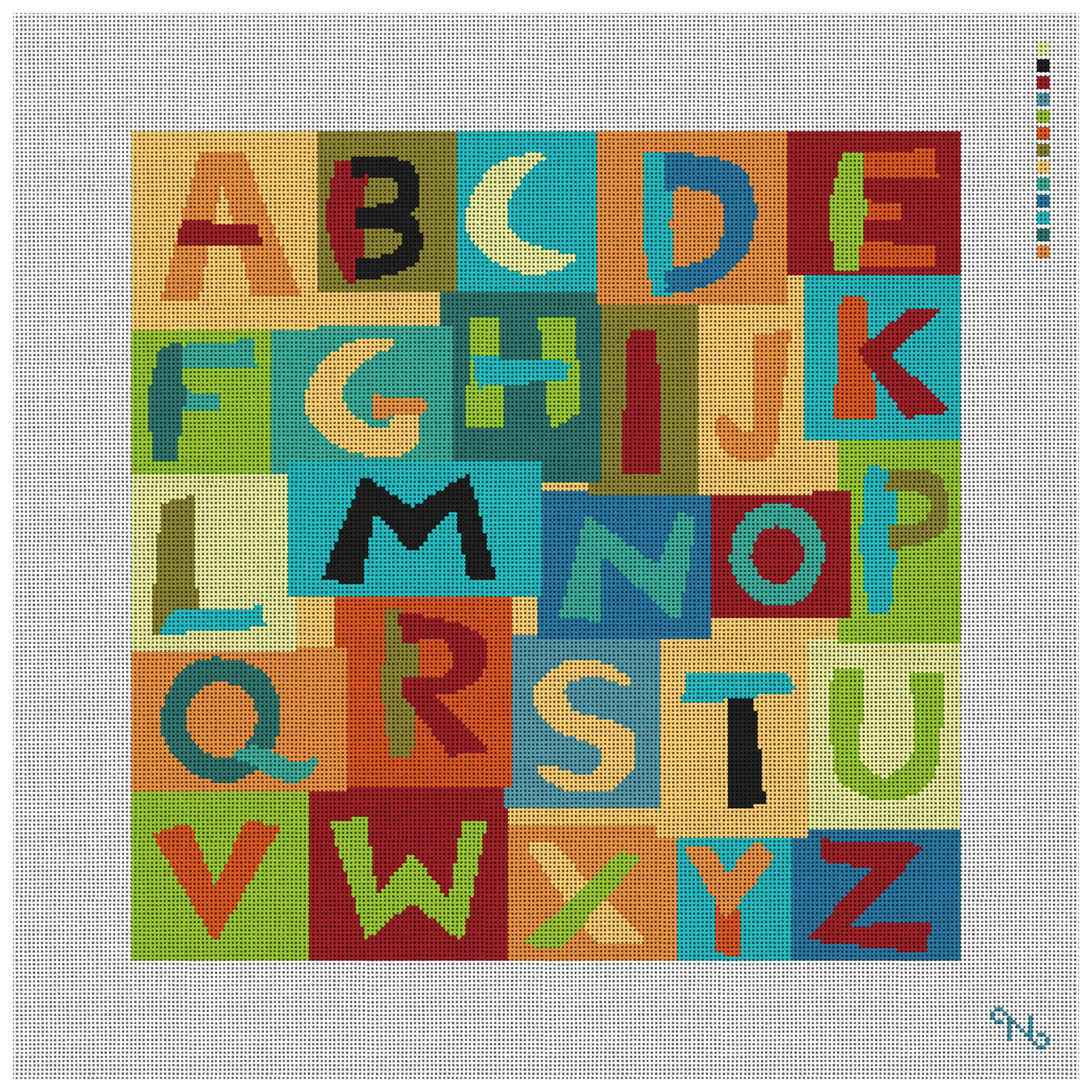 Colorful Alphabet Needlepoint Pillow Kit