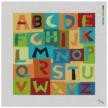 Colorful Alphabet Needlepoint Pillow Kit
