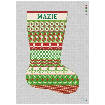 Colorful Avesta Needlepoint Stocking Kit Stitched Preview