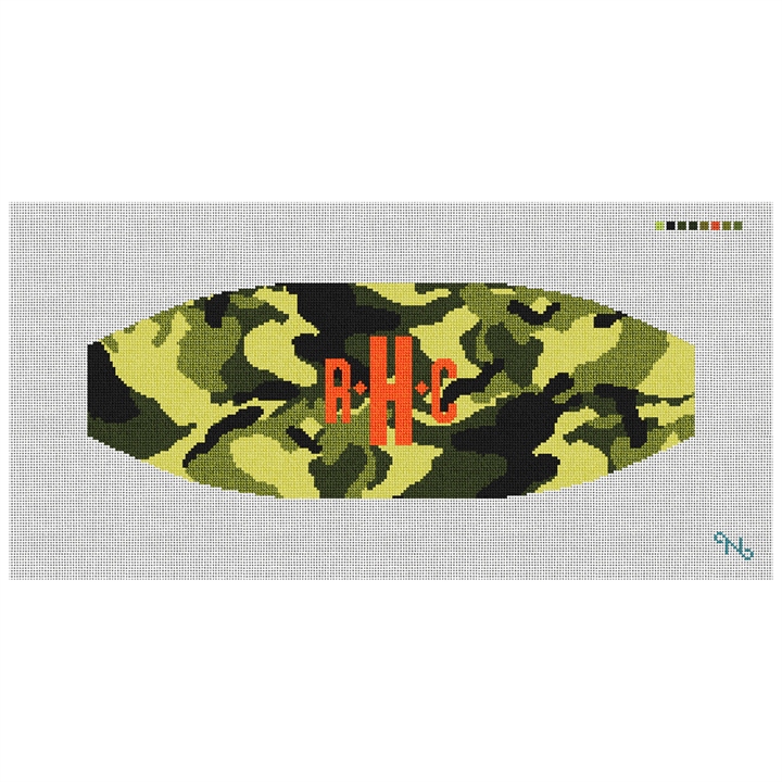Colorful Camo Cummerbund Needlepoint Kit Stitched Preview