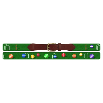 Colorful Croquet Needlepoint Belt 